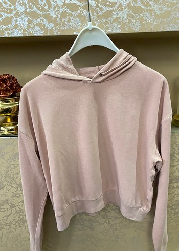 Pembe Kapüşonlu Kadın Sweatshirt - Görsel 2