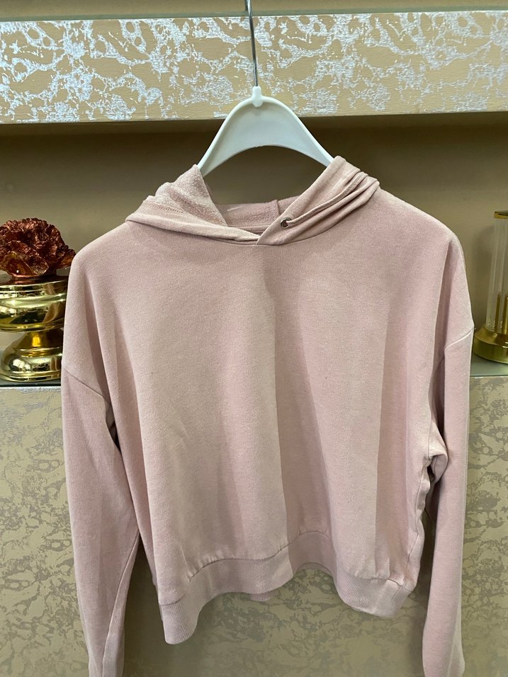 Pembe Kapüşonlu Kadın Sweatshirt - Görsel 3