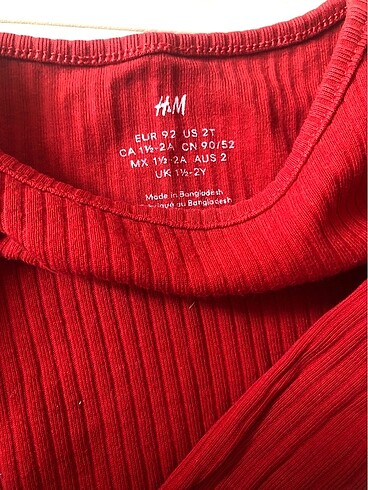 18-24 Ay Beden kırmızı Renk H&M fırfırlı bluz