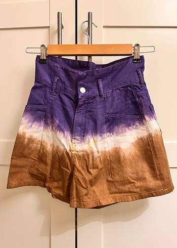 Bohem Mor Batik Desenli Mini Şort