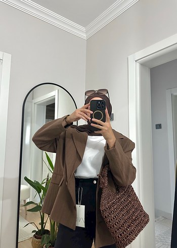 Zara Kahverengi Kadın Midi Blazer Ceket