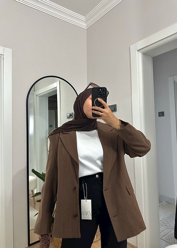 Kahverengi Kadın Midi Blazer Ceket