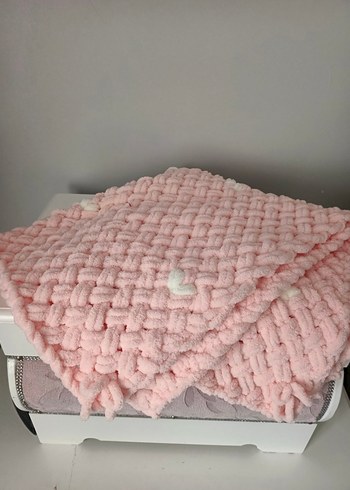 Pembe Örgü bebek Battaniyesi - Görsel 4