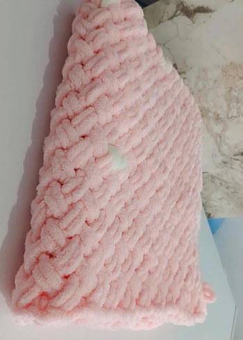 Pembe Örgü bebek Battaniyesi - Görsel 2