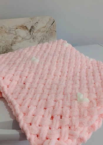 Pembe Örgü bebek Battaniyesi - Görsel 3