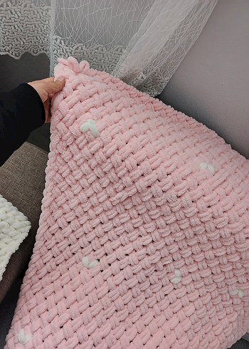 Pembe Örgü bebek Battaniyesi - Görsel 5