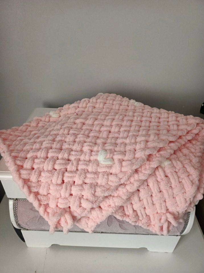 Pembe Örgü bebek Battaniyesi - Görsel 4