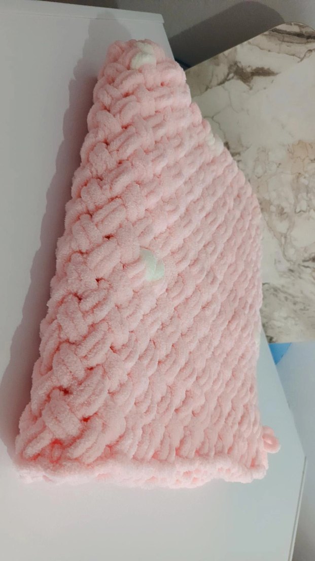 Pembe Örgü bebek Battaniyesi - Görsel 2
