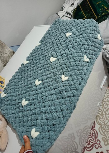 Gri Nakışlı Örgü Çocuk Battaniyesi - Görsel 5