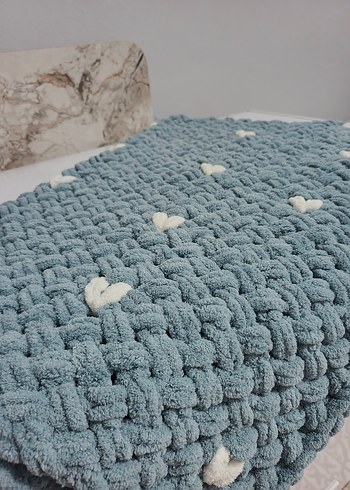 Gri Nakışlı Örgü Çocuk Battaniyesi - Görsel 3