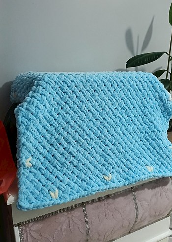 Mavi Örgü bebek Battaniyesi - Görsel 3