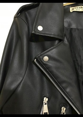 Siyah Deri Biker Ceket - Görsel 2