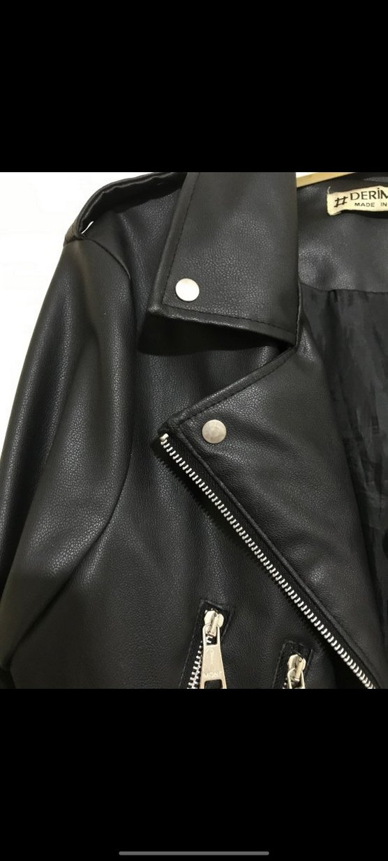 Siyah Deri Biker Ceket - Görsel 2