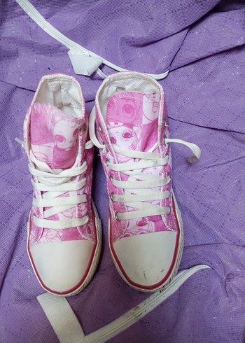 Converse Desenli (LOL) Bağcıklı Yüksek Converse Kız Çocuk Spor Ayakkabı