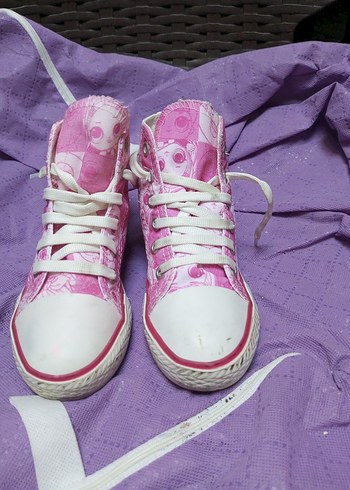 Desenli (LOL) Bağcıklı Yüksek Converse Kız Çocuk Spor Ayakkabı