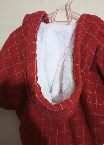 Kız Çocuk Kırmızı Kareli Kapişonlu Panço - Görsel 6