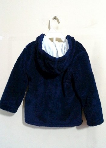 Kapüşonlu Mavi Erkek Çocuk Kaban - Görsel 4