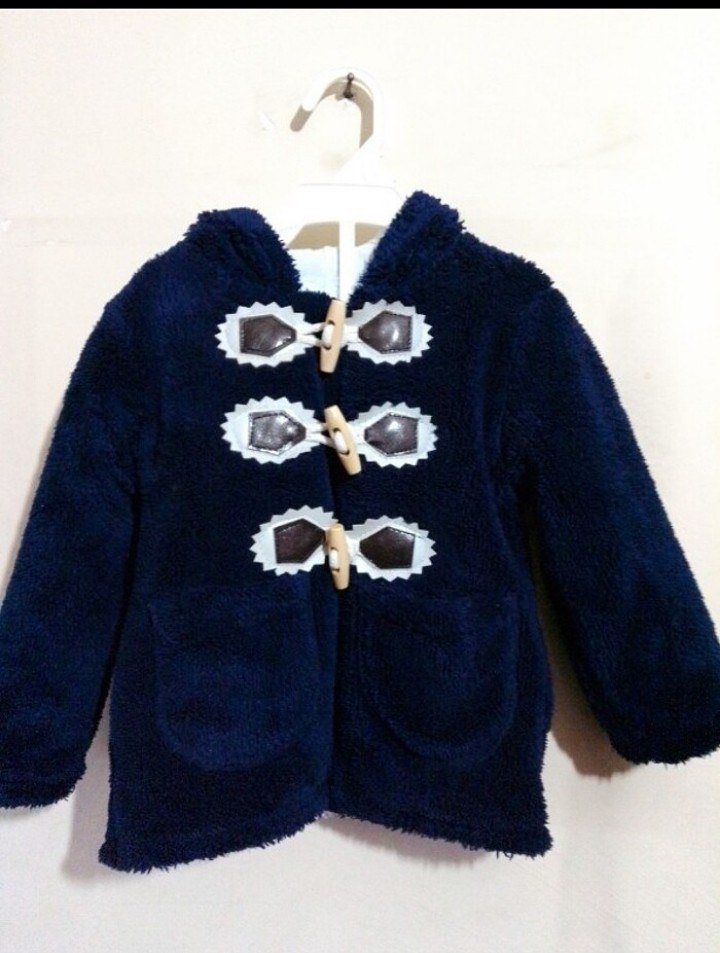 Kapüşonlu Mavi Erkek Çocuk Kaban - Görsel 2