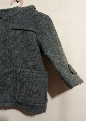 Düğmeli Gri Erkek Çocuk Kaşe Kaban - Görsel 3