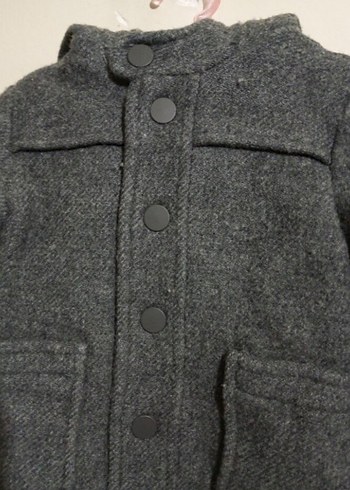 Düğmeli Gri Erkek Çocuk Kaşe Kaban - Görsel 4