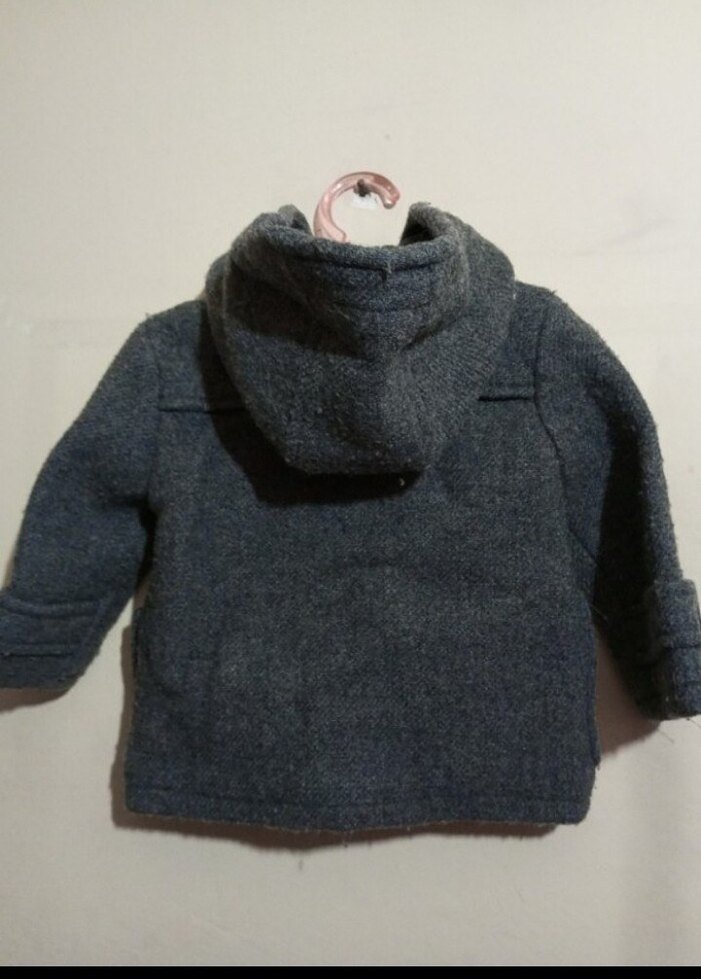 Düğmeli Gri Erkek Çocuk Kaşe Kaban - Görsel 2