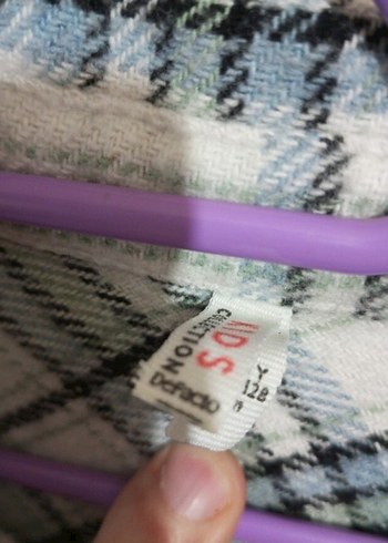 Gri Kareli Uzun Kollu Kız Çocuk Oduncu Gömleği - Görsel 3