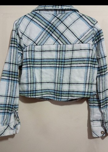 Gri Kareli Uzun Kollu Kız Çocuk Oduncu Gömleği - Görsel 5