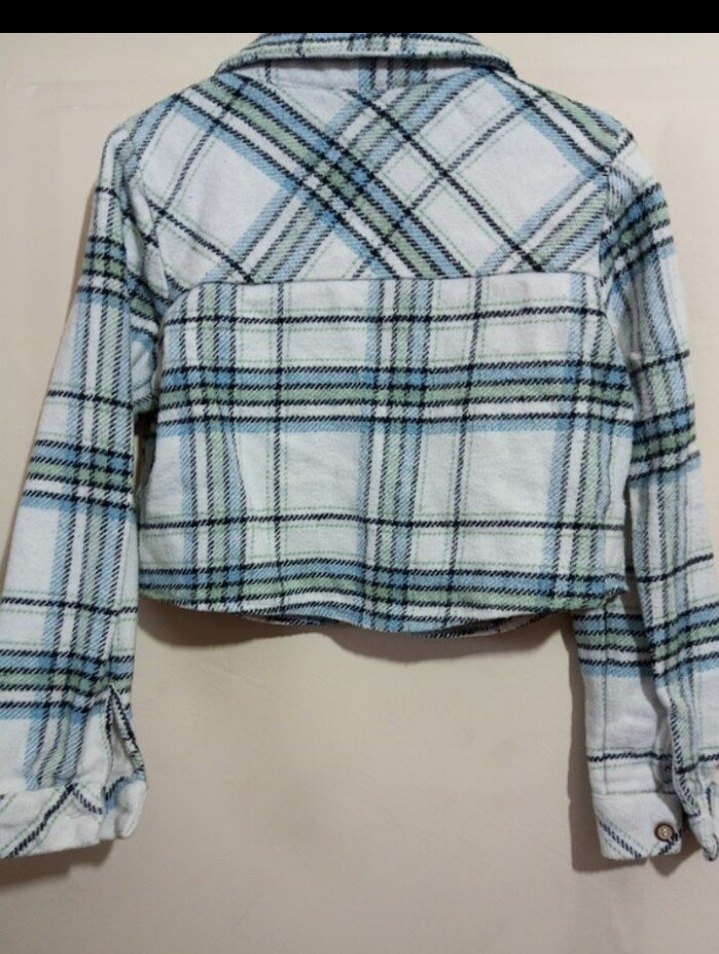 Gri Kareli Uzun Kollu Kız Çocuk Oduncu Gömleği - Görsel 5