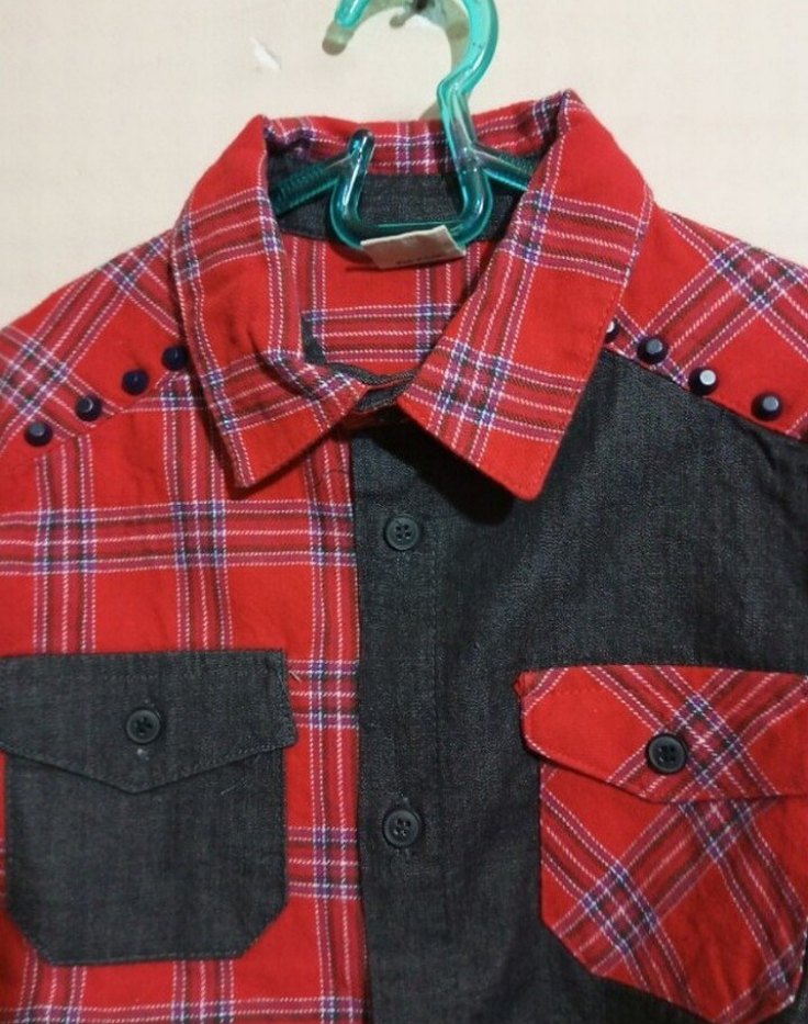 Kırmızı Siyah Ekose Çocuk Gömlek - Görsel 3