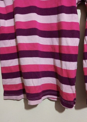 Kız Çocuk Çizgili Uzun Kollu Triko Tişört - Görsel 3