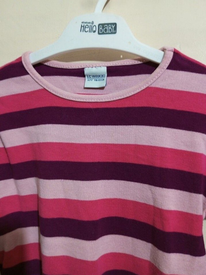 Kız Çocuk Çizgili Uzun Kollu Triko Tişört - Görsel 4