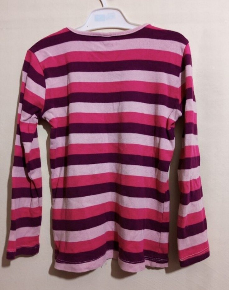 Kız Çocuk Çizgili Uzun Kollu Triko Tişört - Görsel 5