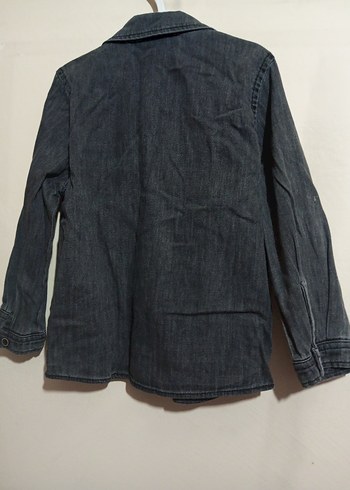 Gri Kız Çocuk Füme Kot Gömlek - Görsel 4