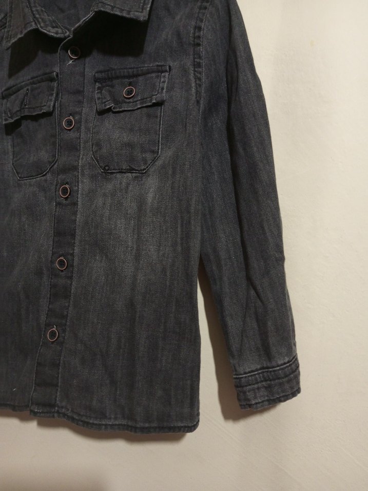 Gri Kız Çocuk Füme Kot Gömlek - Görsel 2