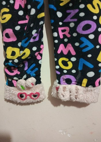 Renkli Baskılı Kız Çocuk Polar Tayt - Görsel 2