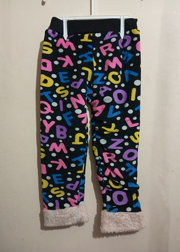 Renkli Baskılı Kız Çocuk Polar Tayt - Görsel 4