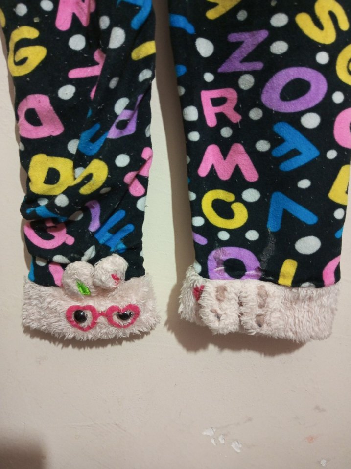 Renkli Baskılı Kız Çocuk Polar Tayt - Görsel 2