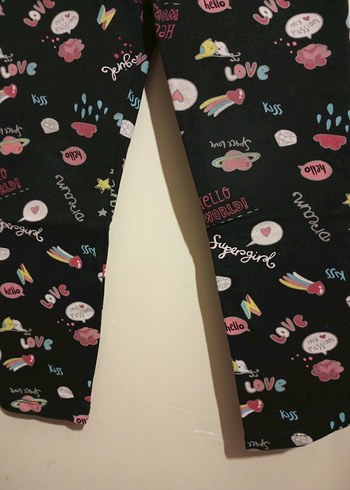 Kız Çocuk Çok Renkli Baskılı Rahat Tayt - Görsel 2