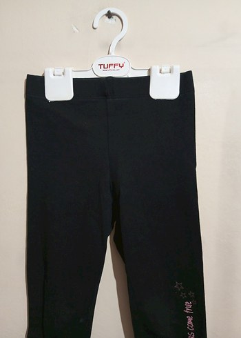 Kız Çocuk Siyah Baskılı Esnek Tayt - Görsel 3