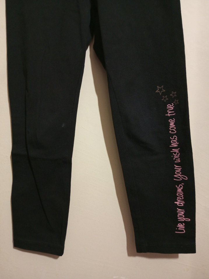 Kız Çocuk Siyah Baskılı Esnek Tayt - Görsel 2