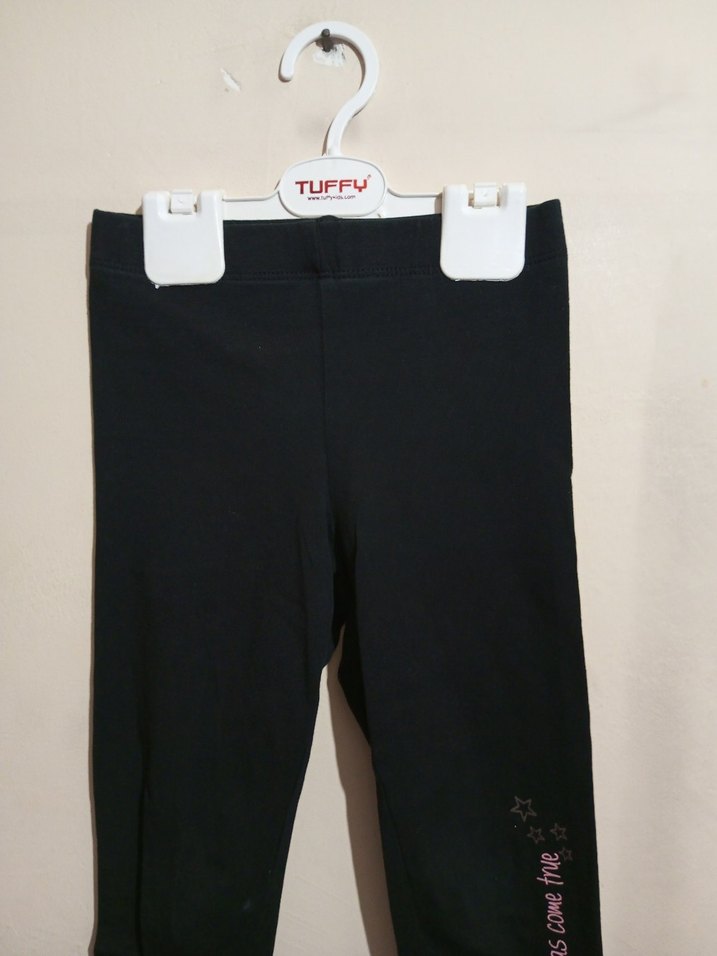 Kız Çocuk Siyah Baskılı Esnek Tayt - Görsel 3