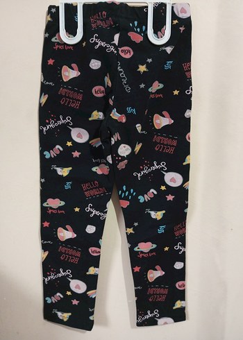 Kız Çocuk Renkli Baskılı Dar Kesim Tayt - Görsel 4