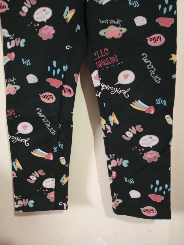 Kız Çocuk Renkli Baskılı Dar Kesim Tayt - Görsel 2