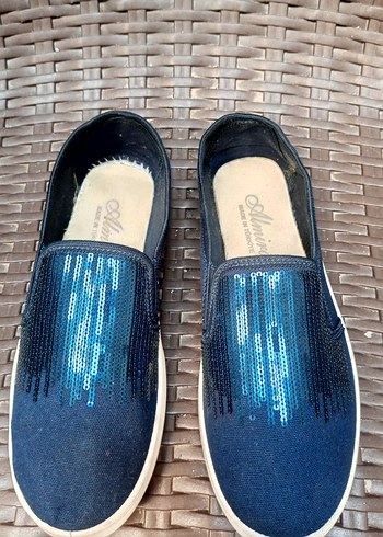 Lacivert Denim Kadın Sneakers Blok Topuklu - Görsel 2