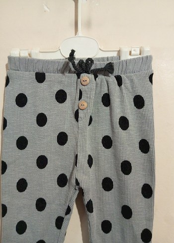 Düğmeli Gri Puantiyeli Kız Tayt - Görsel 3