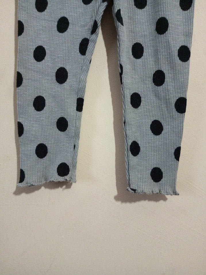 Düğmeli Gri Puantiyeli Kız Tayt - Görsel 2