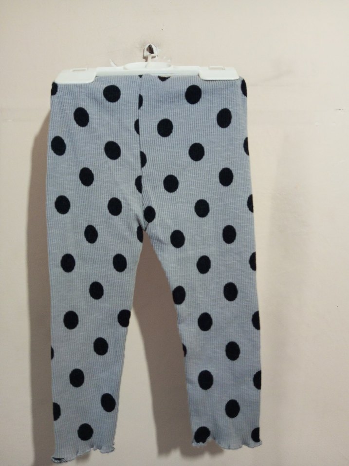 Düğmeli Gri Puantiyeli Kız Tayt - Görsel 4