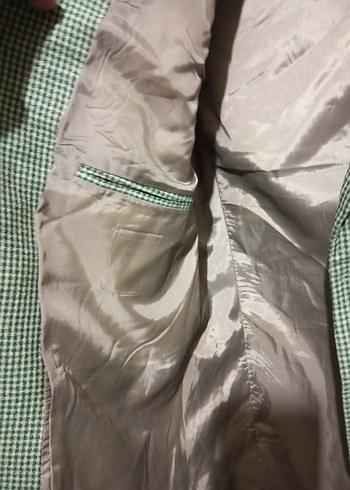 Yeşil, Siyah Kareli Düğmeli Erkek Ceket - Görsel 7