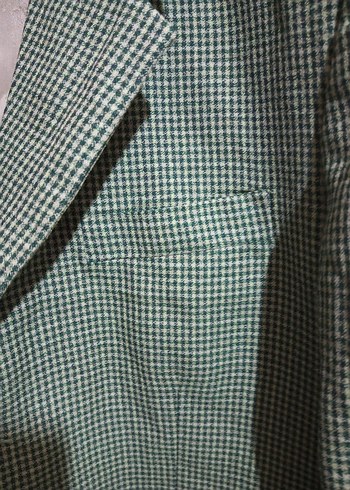Yeşil, Siyah Kareli Düğmeli Erkek Ceket - Görsel 5