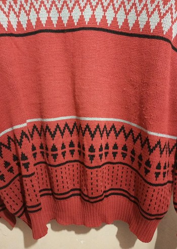 Kırmızı Desenli Triko Erkek Kazak - Görsel 3